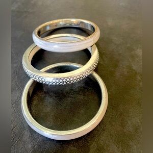 Silver and White Bangle Bracelts